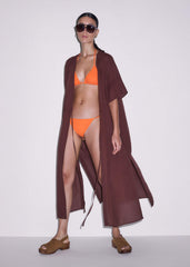 Cinnamon Brown Tie Front Maxi Cover Up meandem