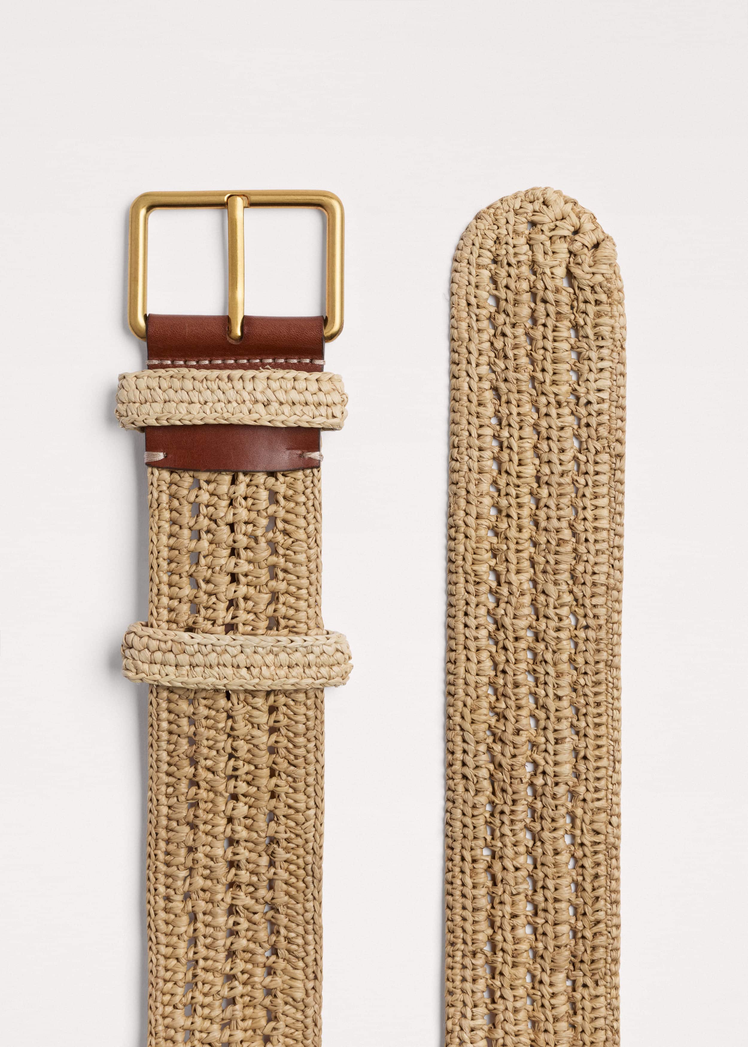Tan Raffia Wide Summer Belt meandem