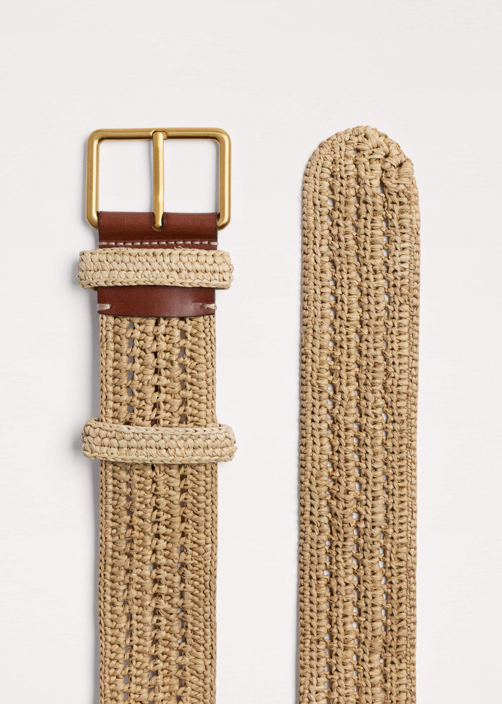 Tan Raffia Wide Summer Belt meandem