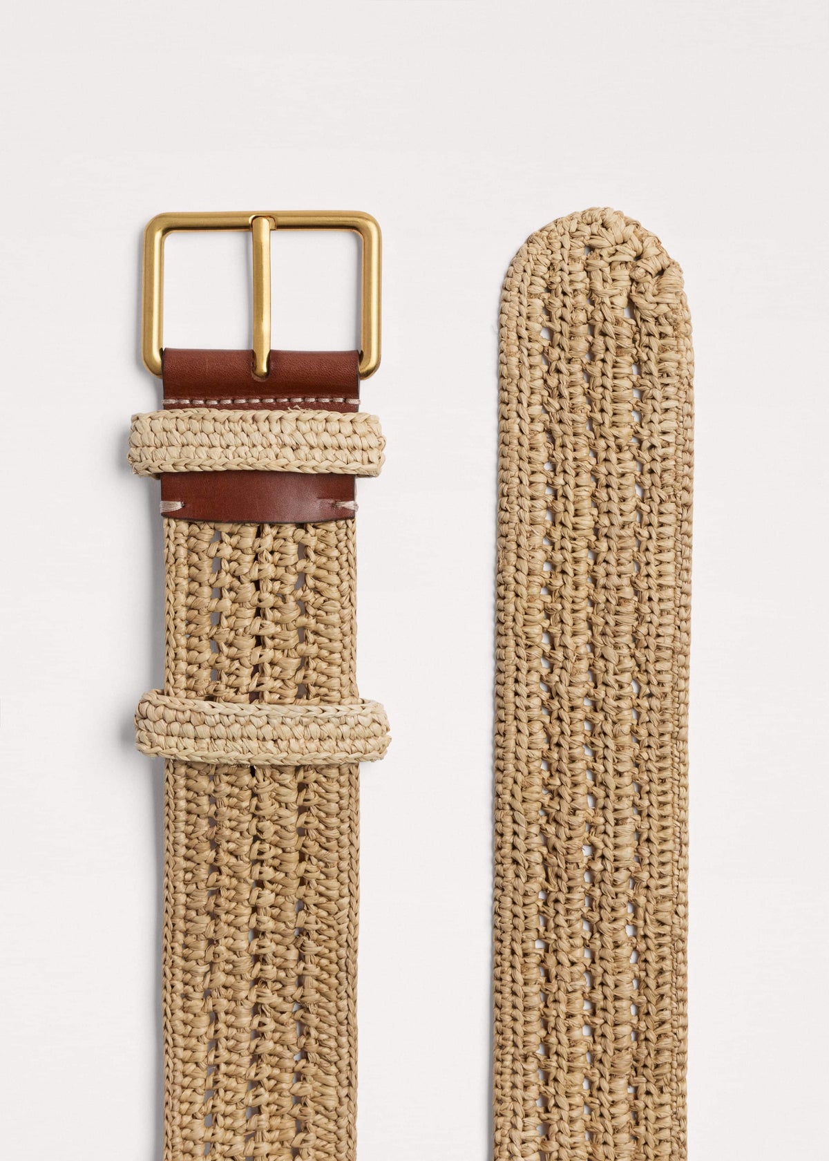 Tan Raffia Wide Summer Belt meandem