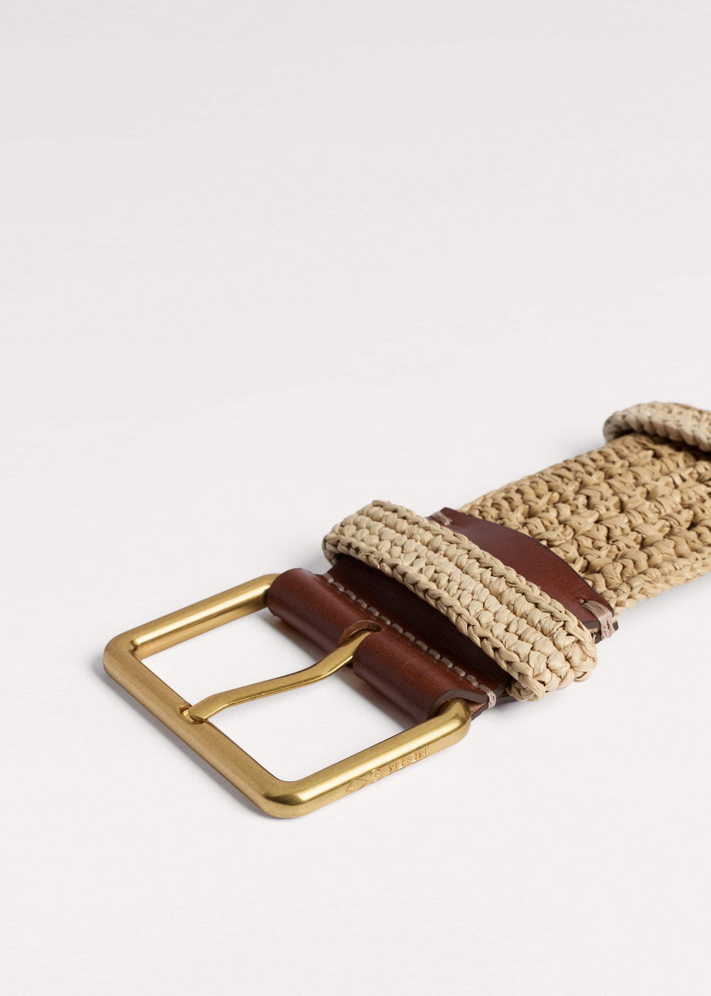 Tan Raffia Wide Summer Belt meandem