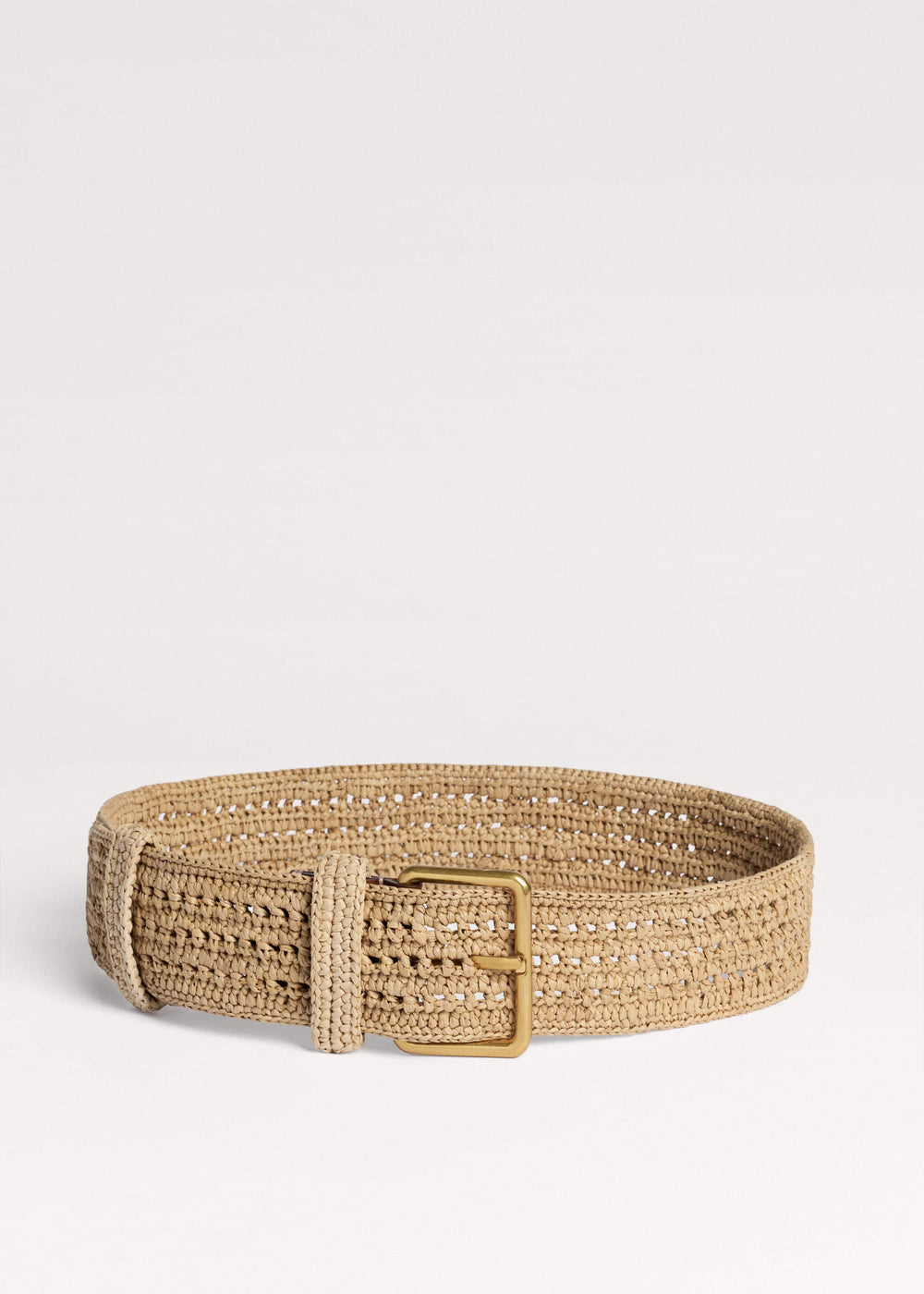 Tan Raffia Wide Summer Belt meandem