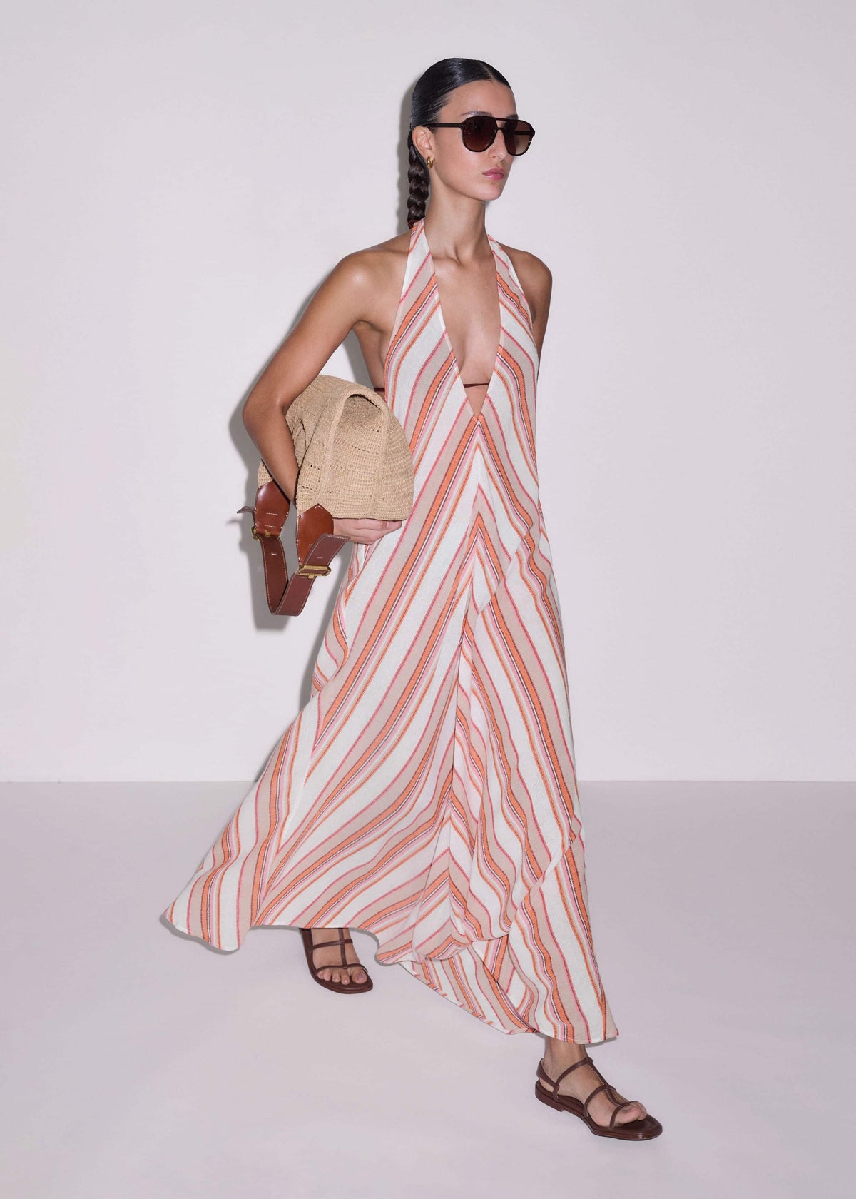 Pink Halter Maxi Beach Dress meandem