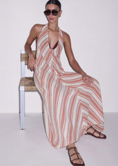 Pink Halter Maxi Beach Dress meandem