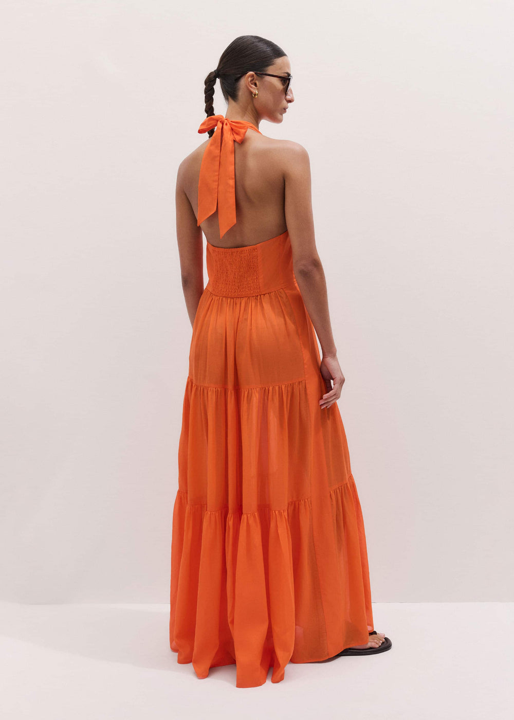 Orange Tiered Maxi Beach Dress meandem