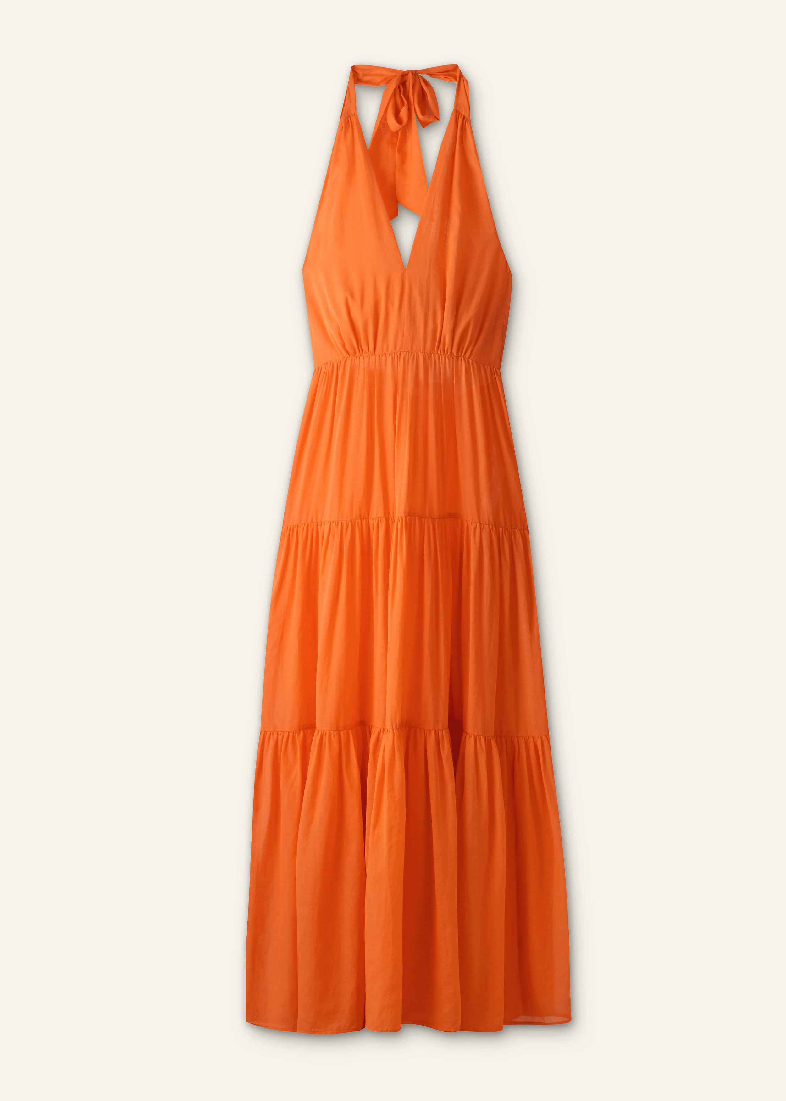 Orange Tiered Maxi Beach Dress meandem