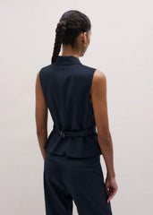 Navy Pinstripe Wrap Vest meandem