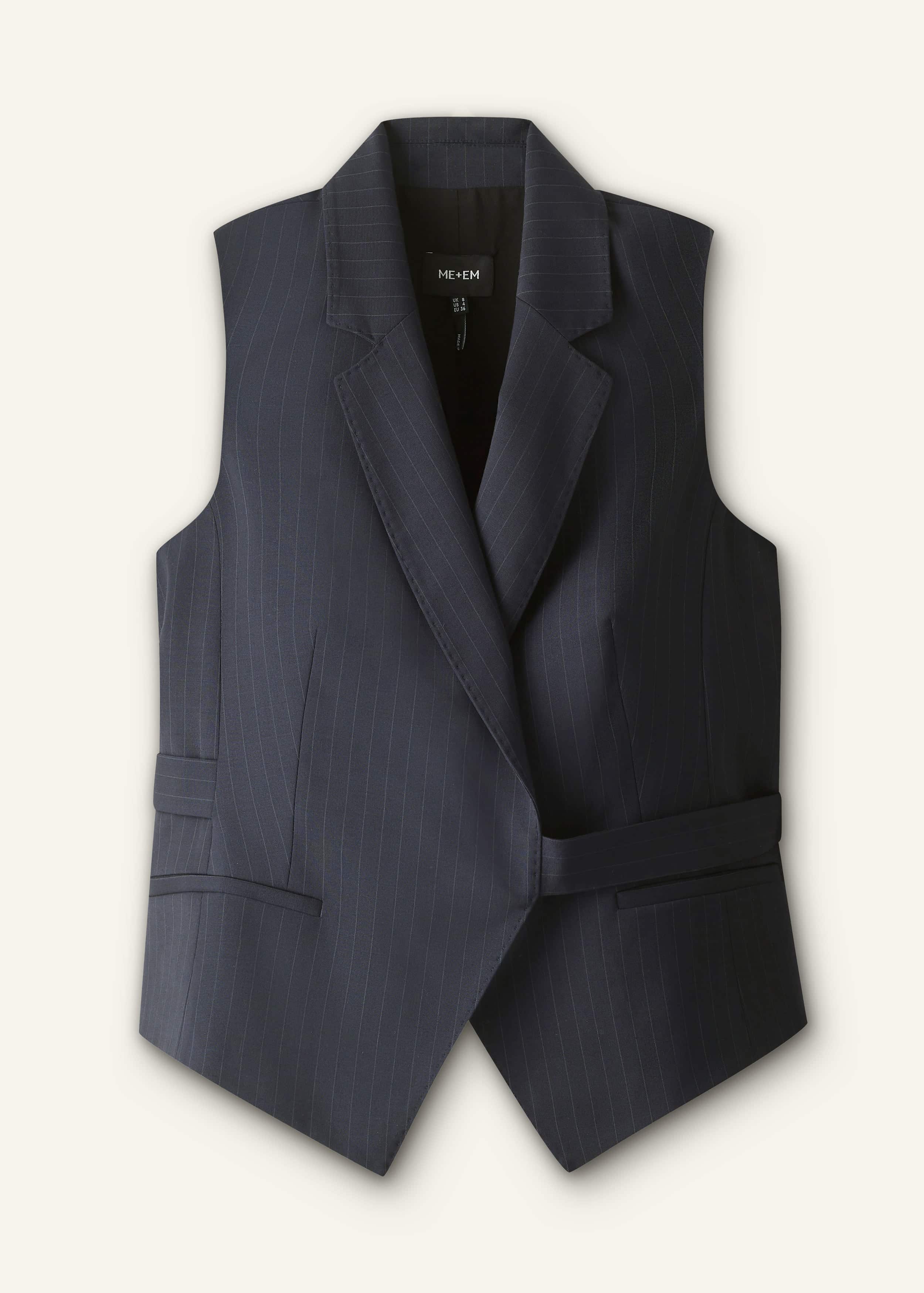 Navy Pinstripe Wrap Vest meandem
