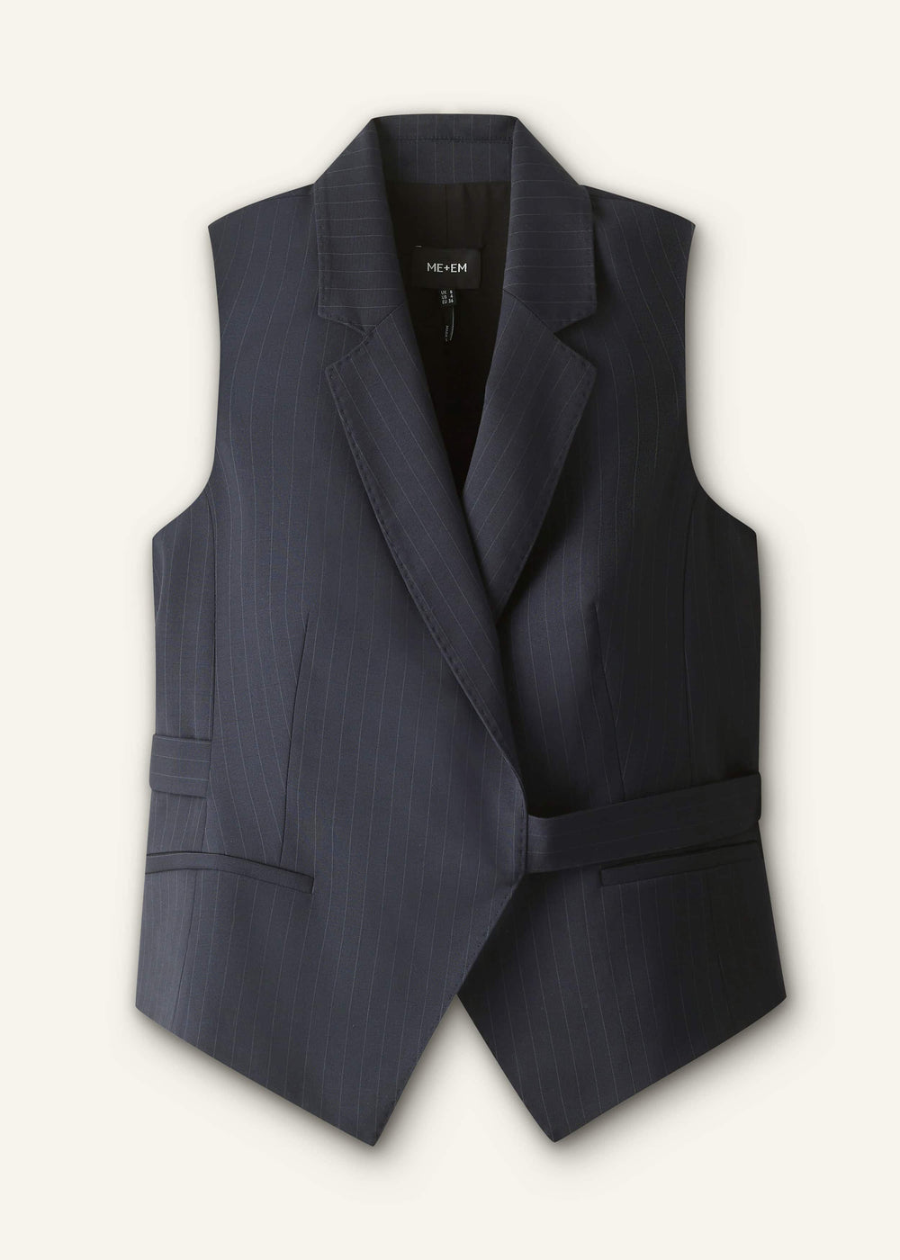 Navy Pinstripe Wrap Vest meandem
