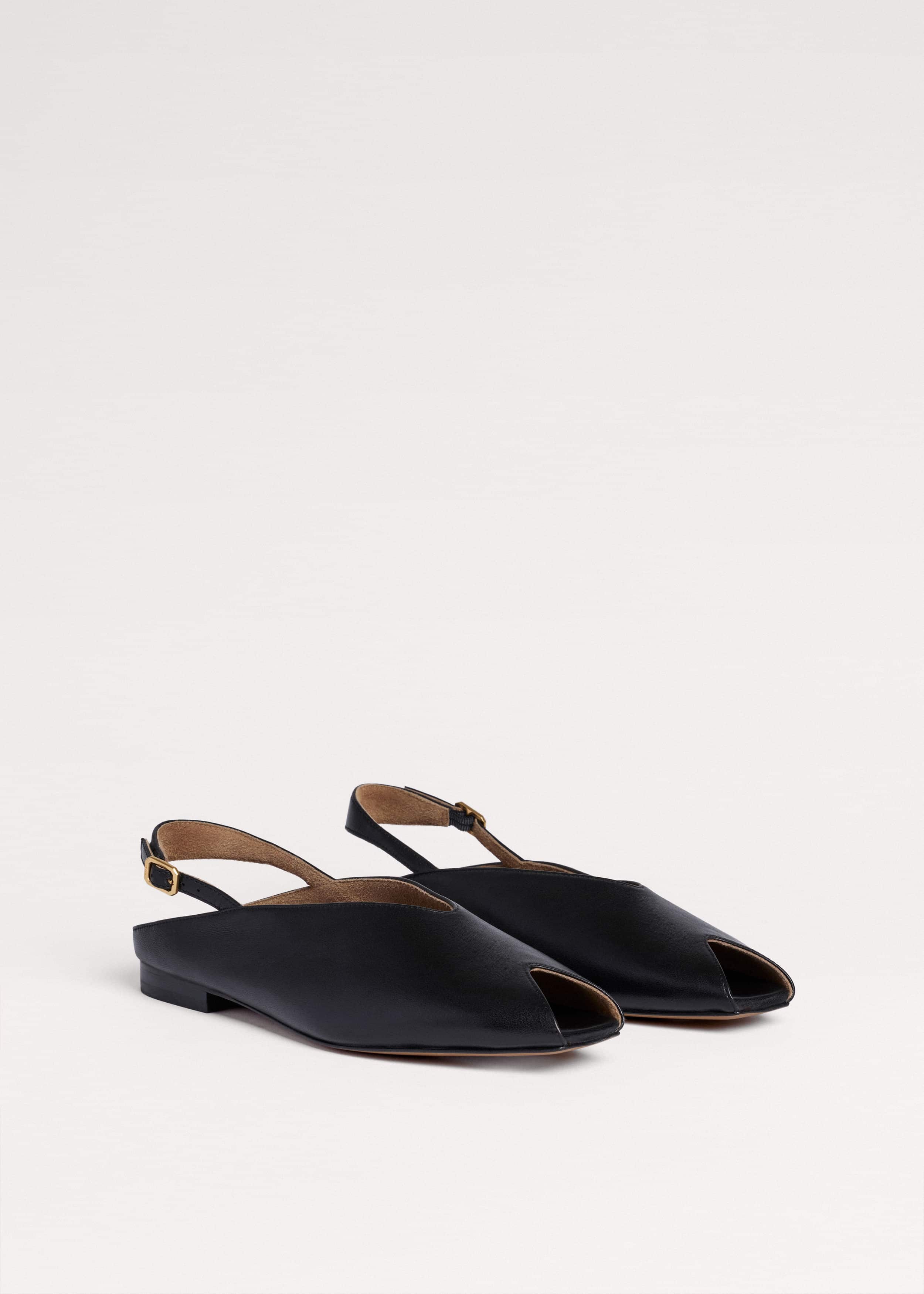 Black Peep Toe Flat meandem