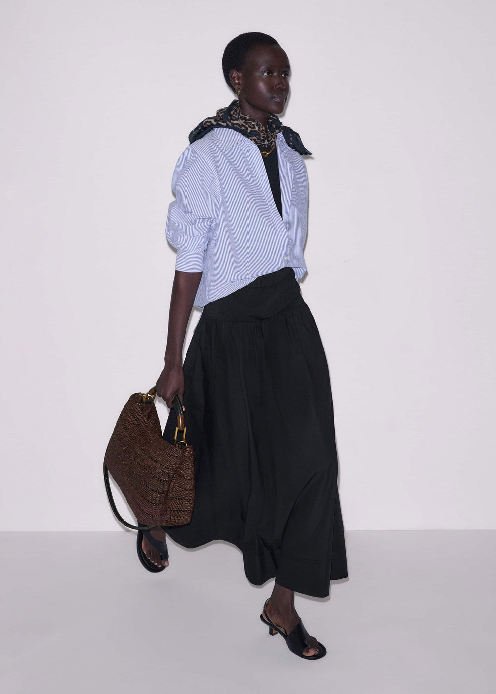 Black Mixed Media Maxi Skirt meandem