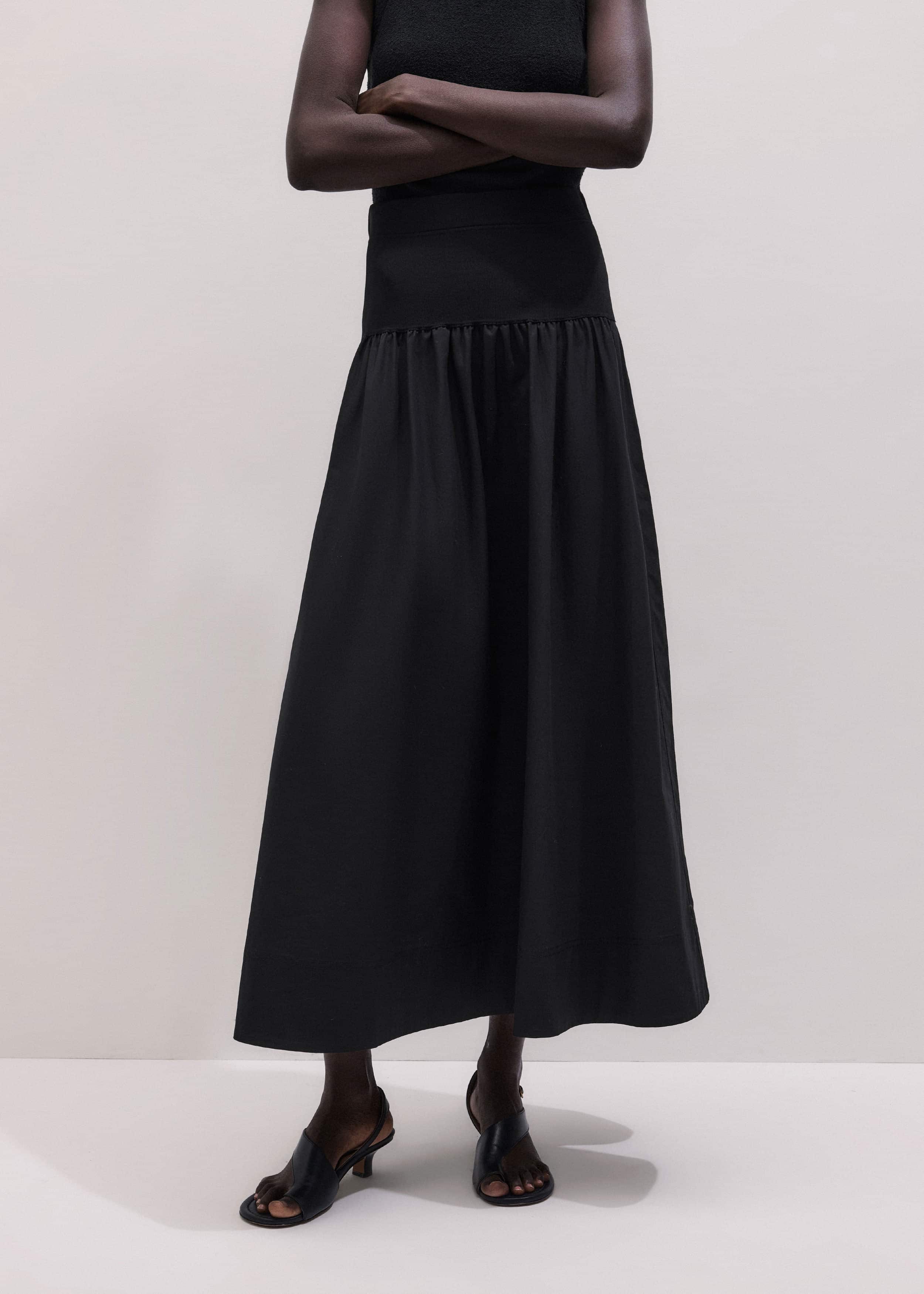 Black Mixed Media Maxi Skirt meandem