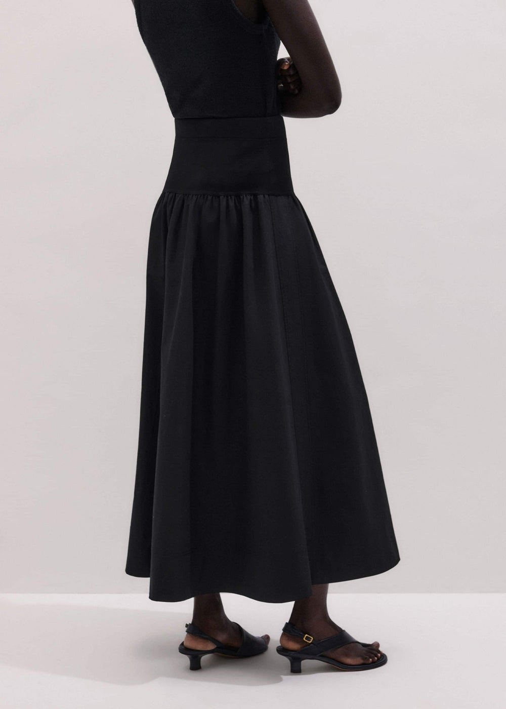 Black Mixed Media Maxi Skirt meandem