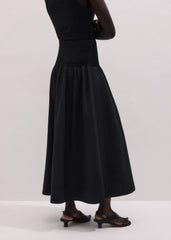Black Mixed Media Maxi Skirt meandem