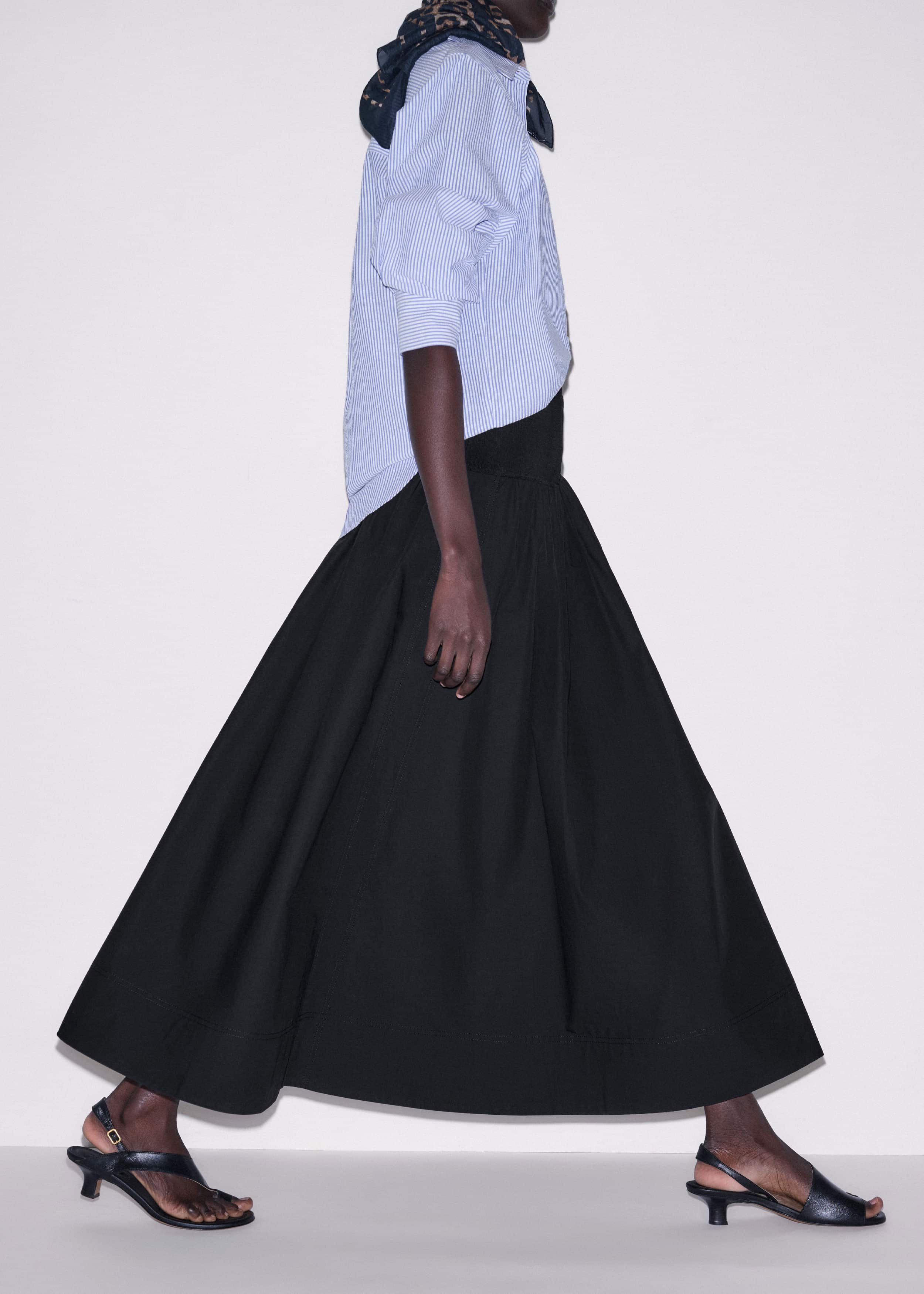Black Mixed Media Maxi Skirt meandem