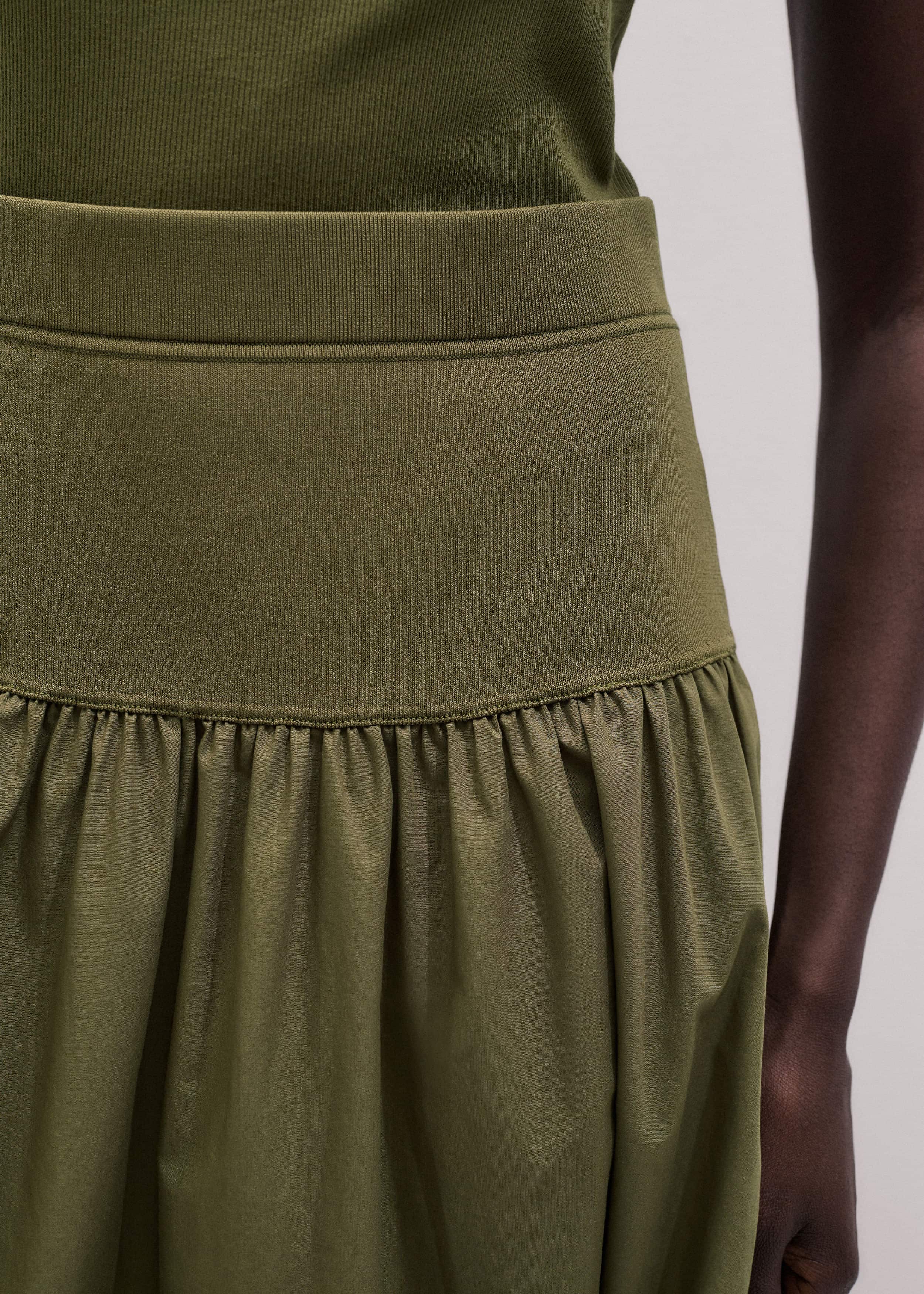 Olive Green Mixed Media Maxi Skirt meandem