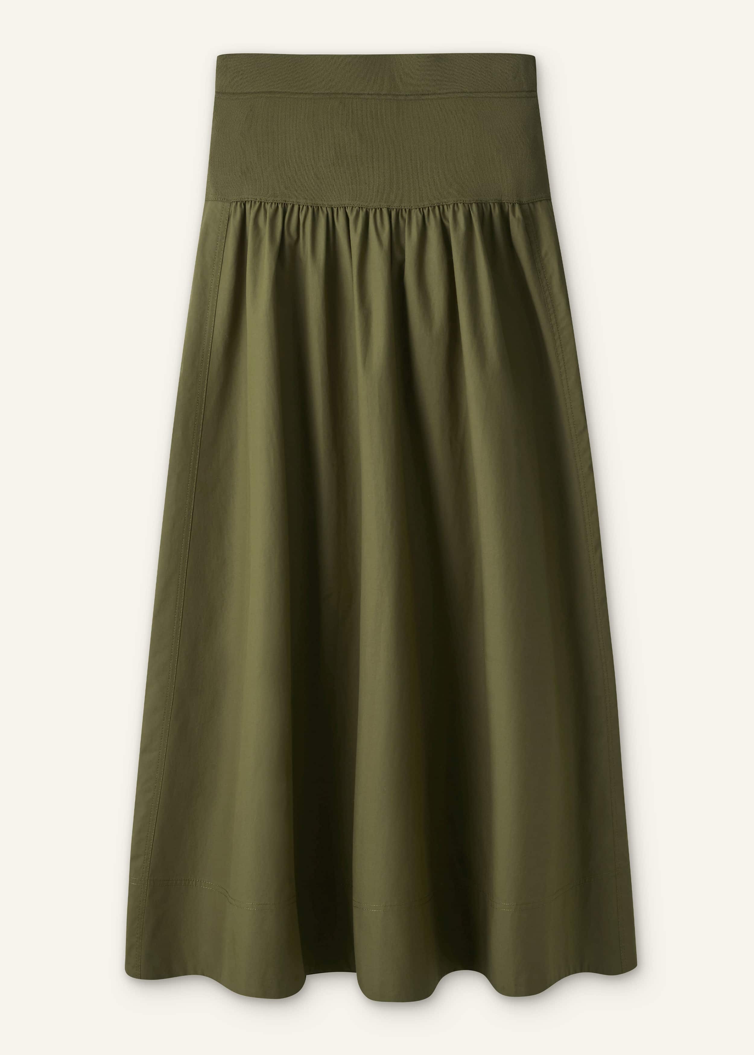 Olive Green Mixed Media Maxi Skirt meandem