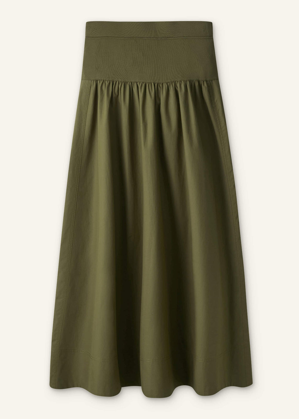 Olive Green Mixed Media Maxi Skirt meandem