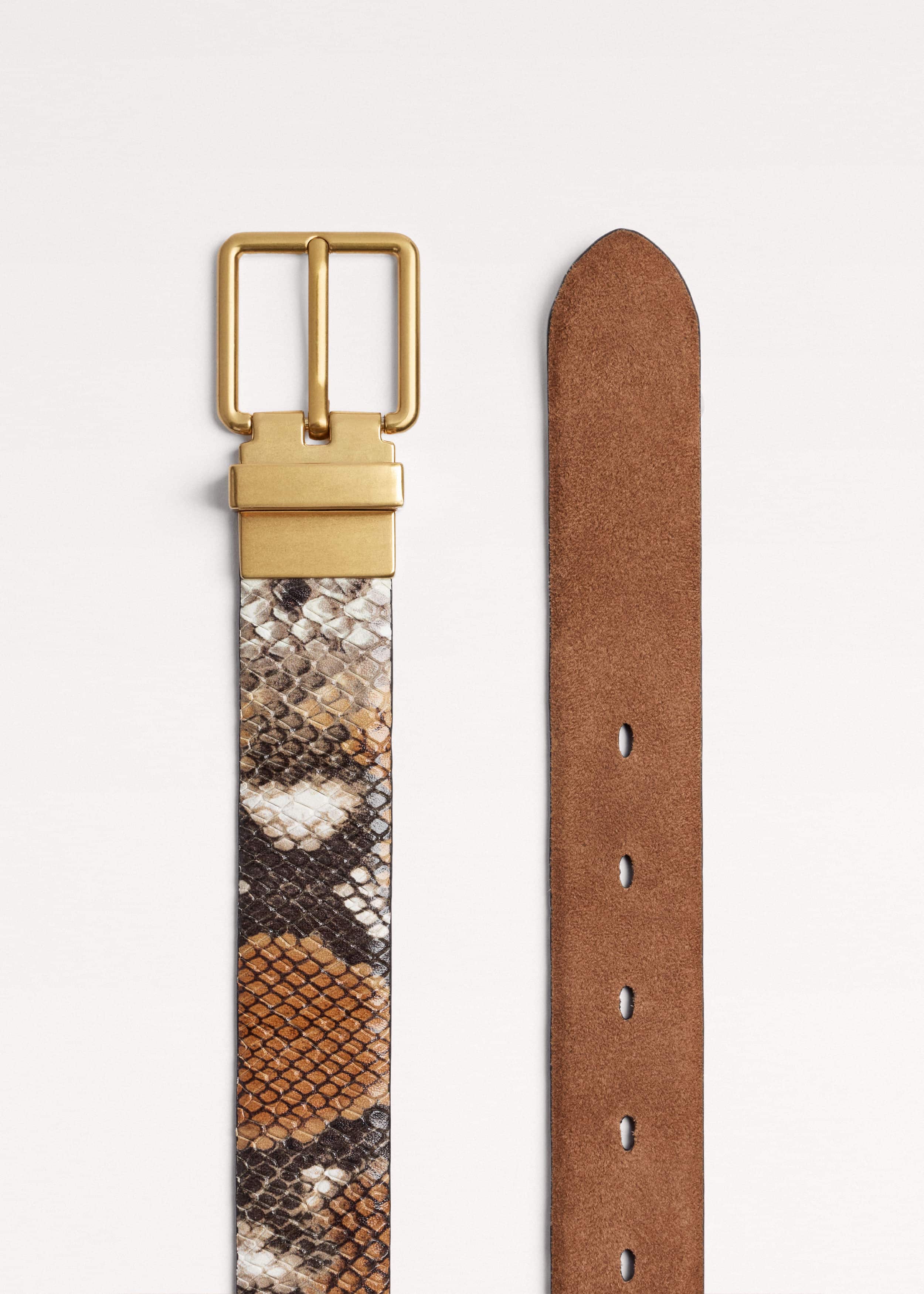Tan Snake Print Reversible Belt meandem