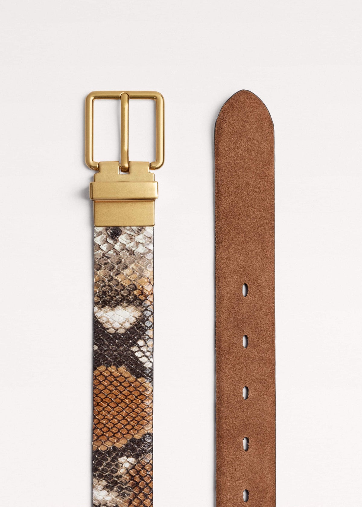 Tan Snake Print Reversible Belt meandem