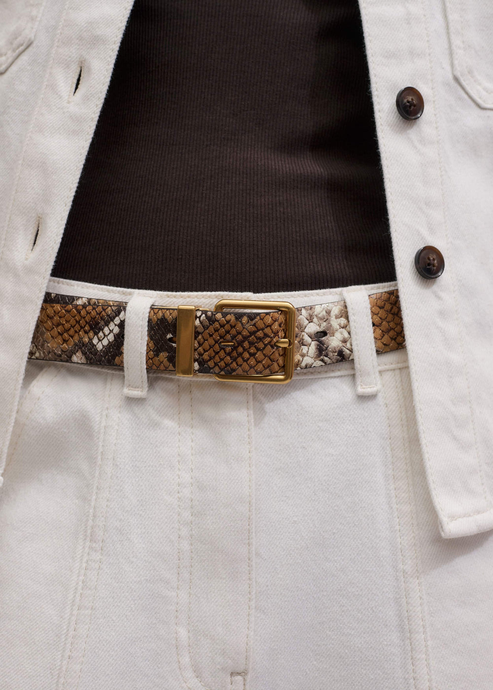 Tan Snake Print Reversible Belt meandem