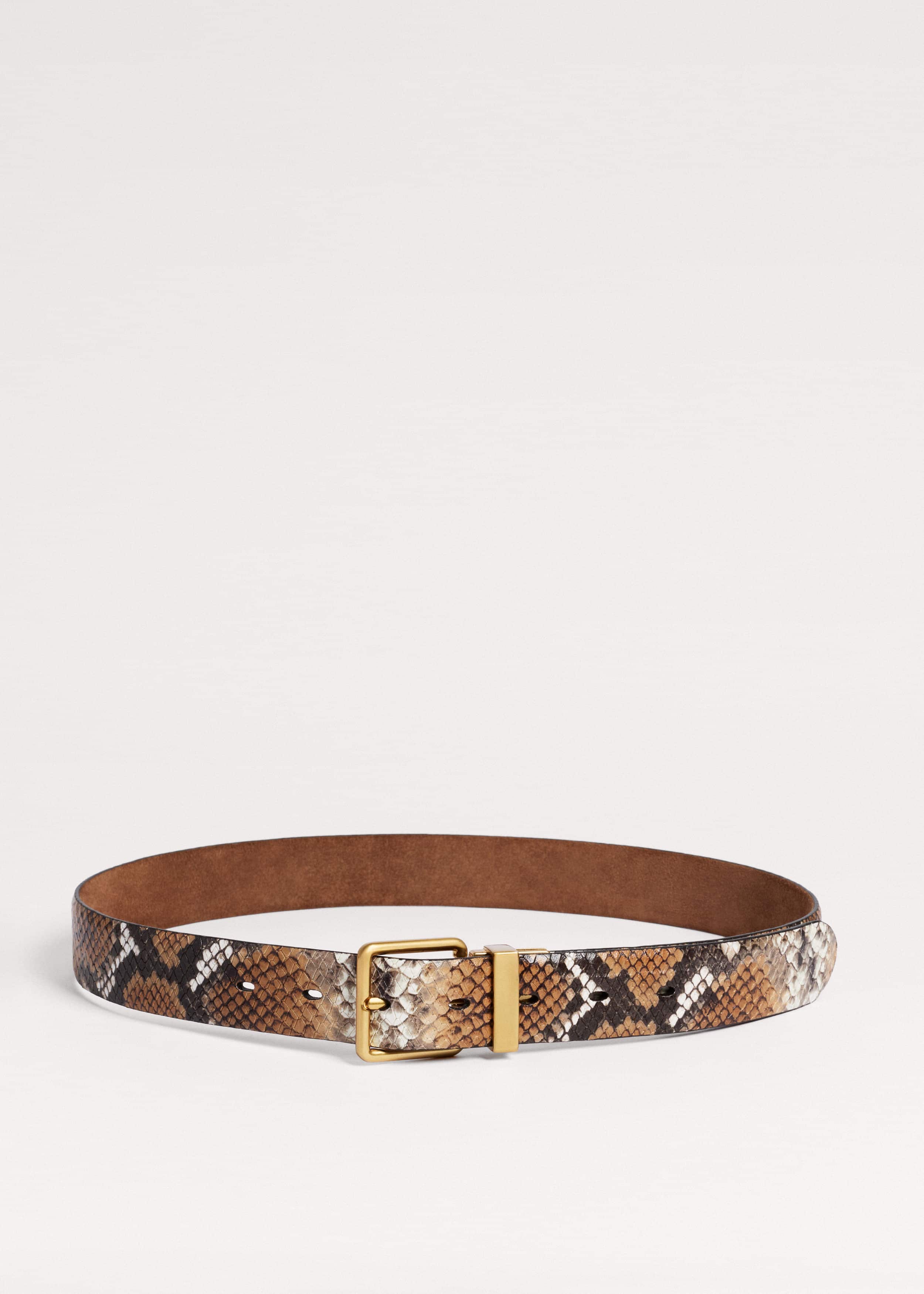 Tan Snake Print Reversible Belt meandem