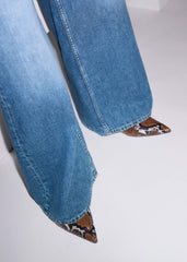 Brown Point Toe Flat meandem