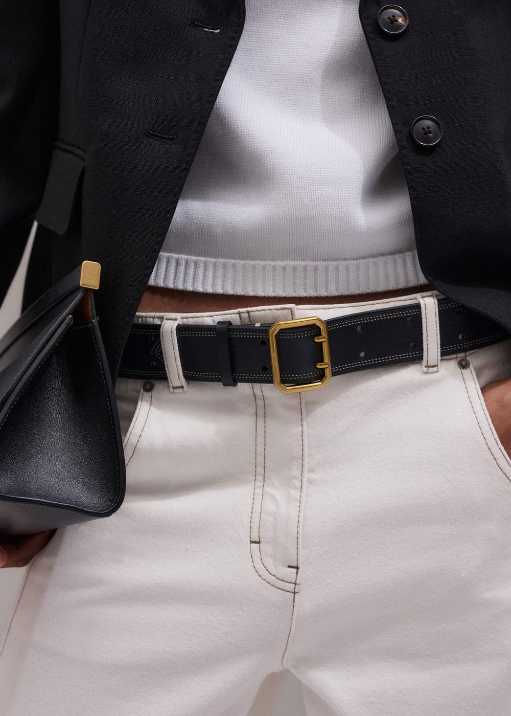Black Double Prong Belt meandem