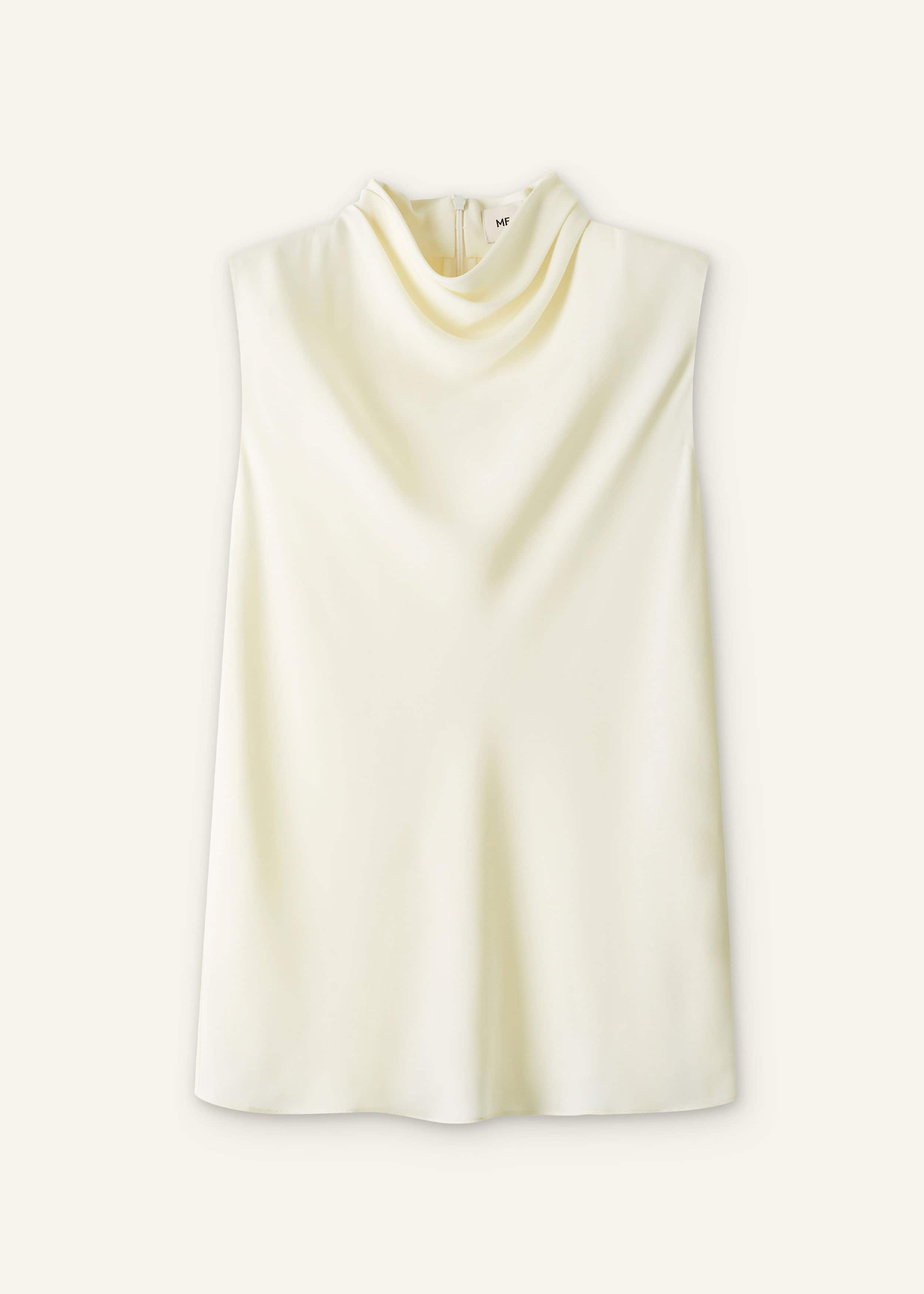 Cream Silk Elevated Cowl Neck Top meandem