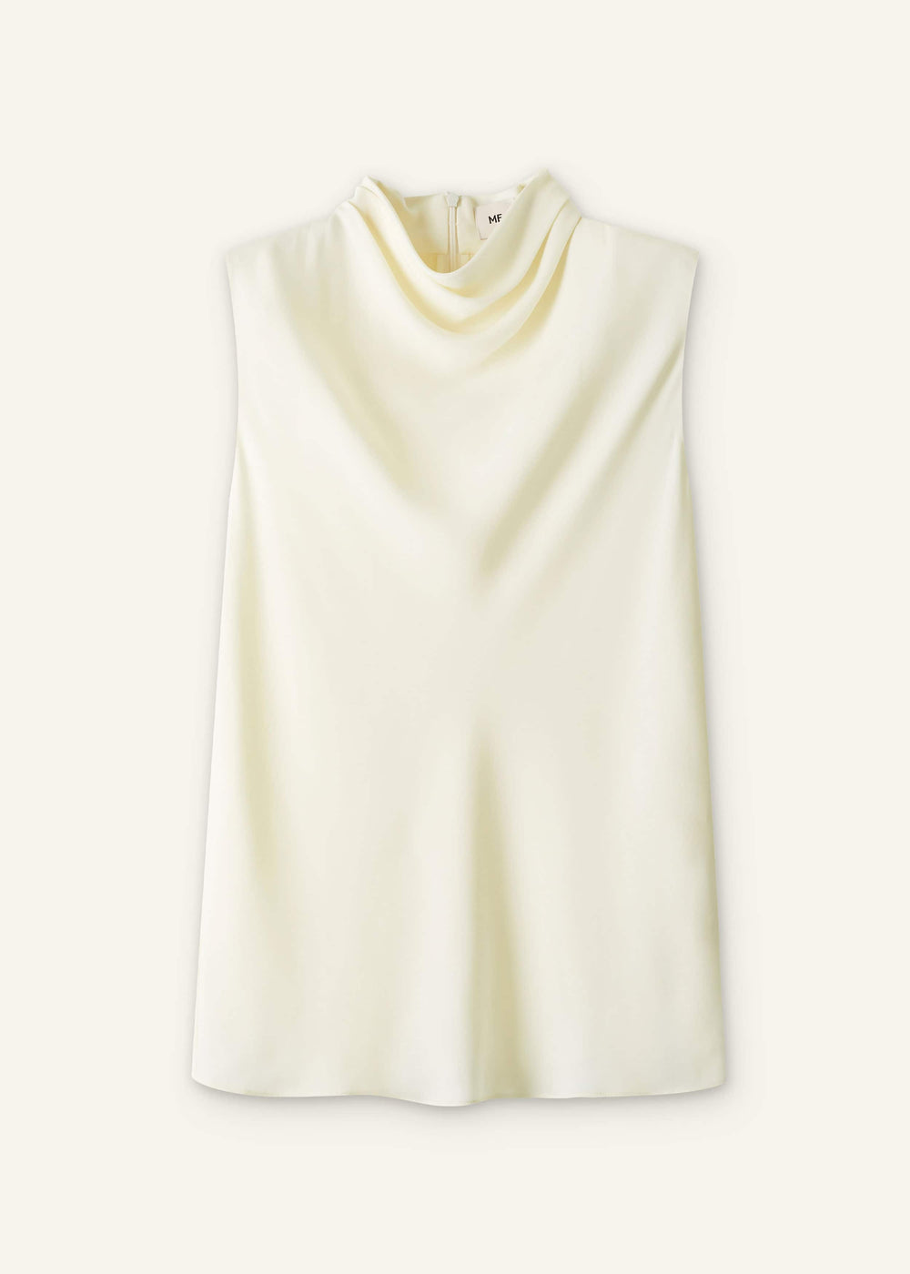Cream Silk Elevated Cowl Neck Top meandem