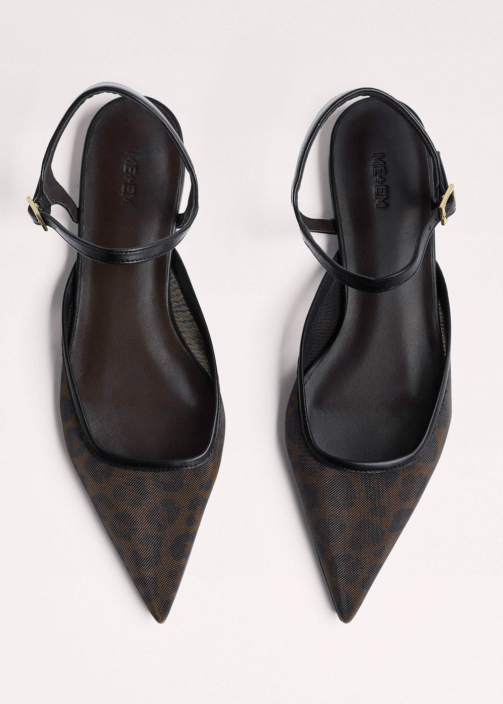 Brown Leopard Print Mesh Point-Toe Flat meandem