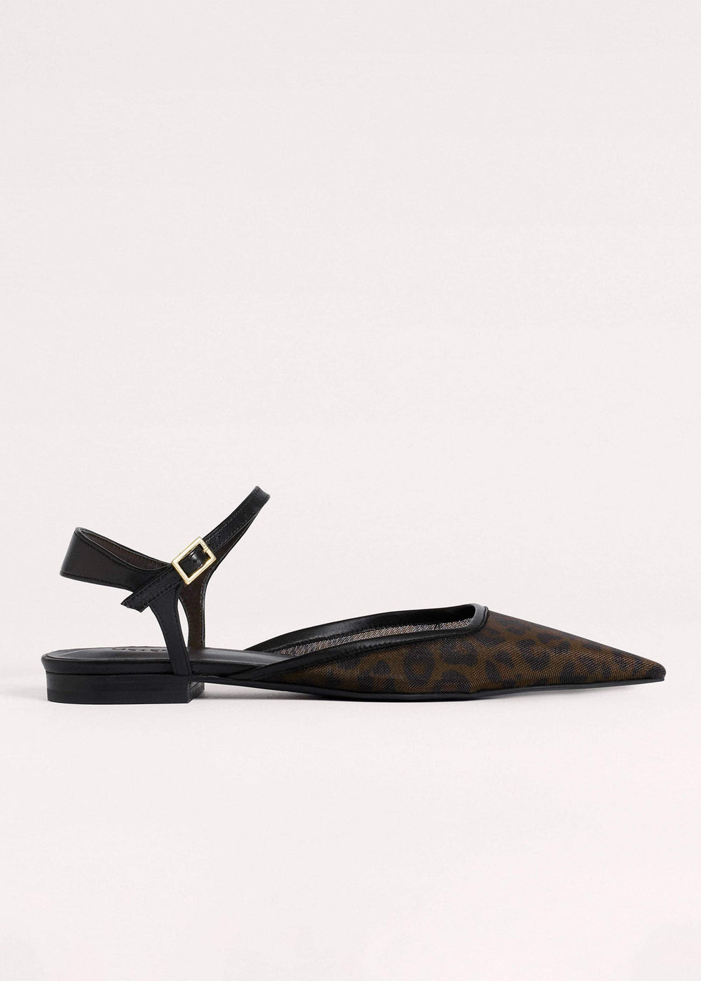 Brown Leopard Print Mesh Point-Toe Flat meandem