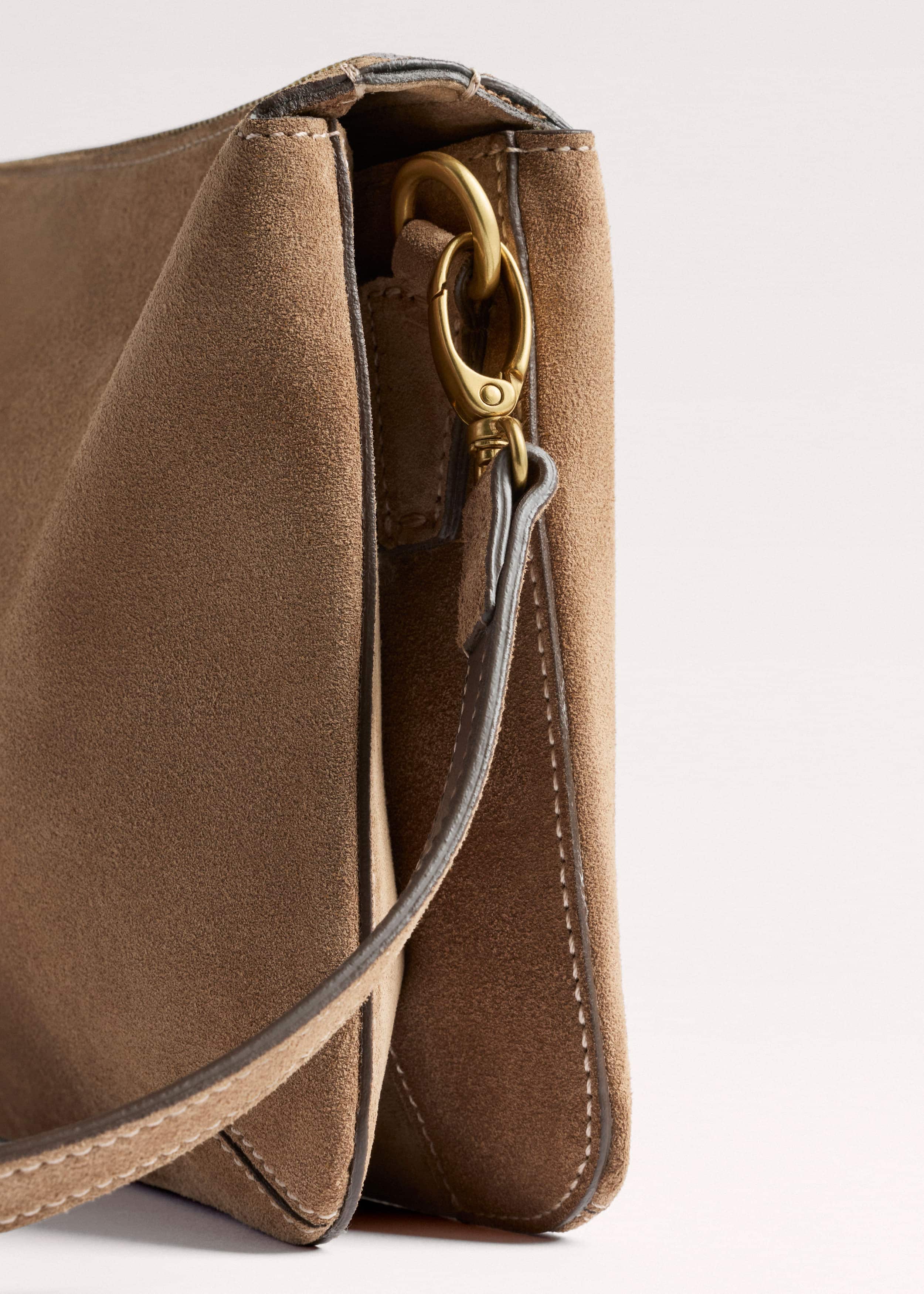 Brown Suede Double Pouch Crossbody Bag meandem