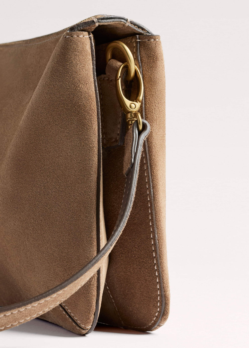 Brown Suede Double Pouch Crossbody Bag meandem