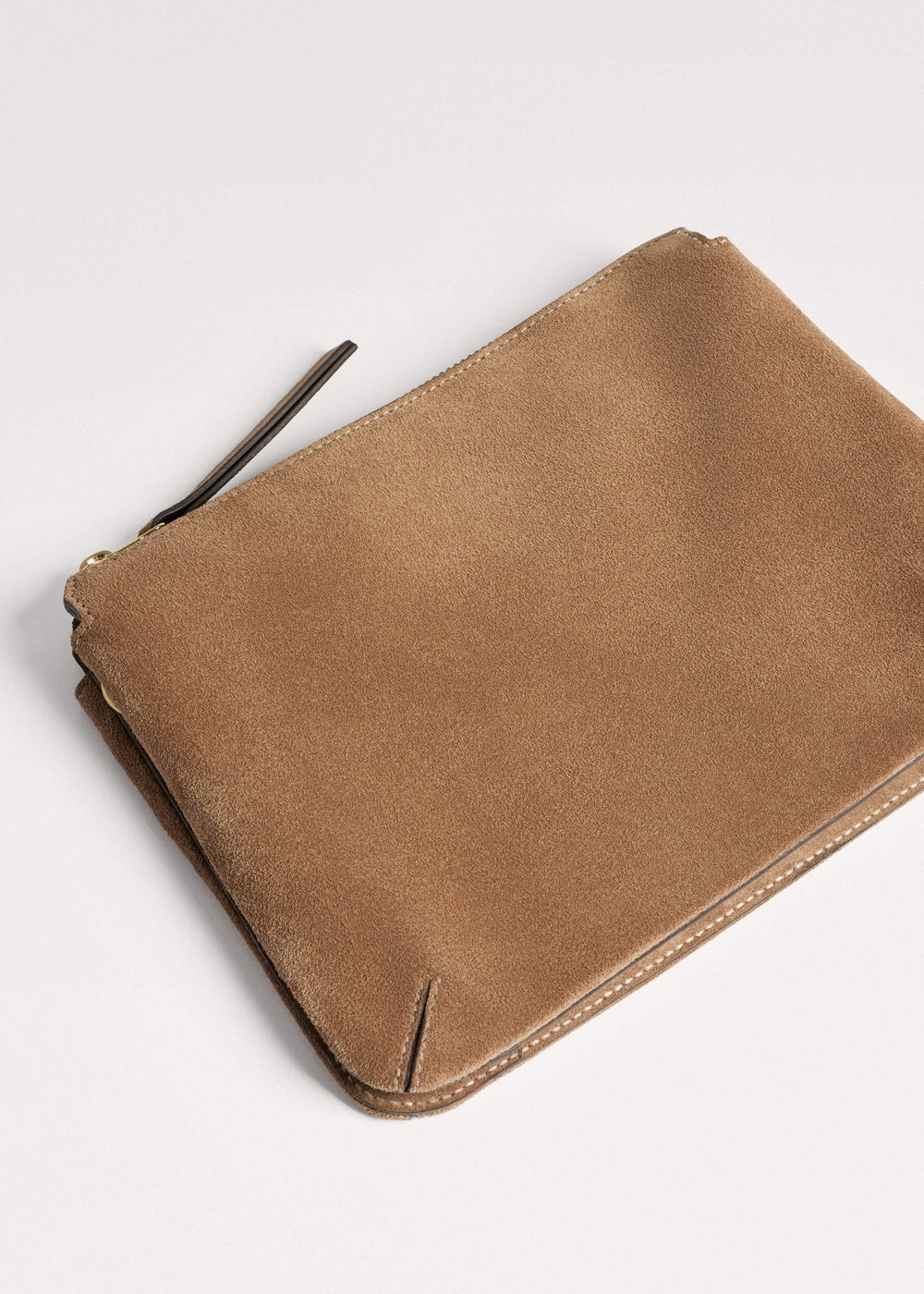 Brown Suede Double Pouch Crossbody Bag meandem