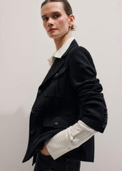 Black Longline Fitted Military Jacket meandem