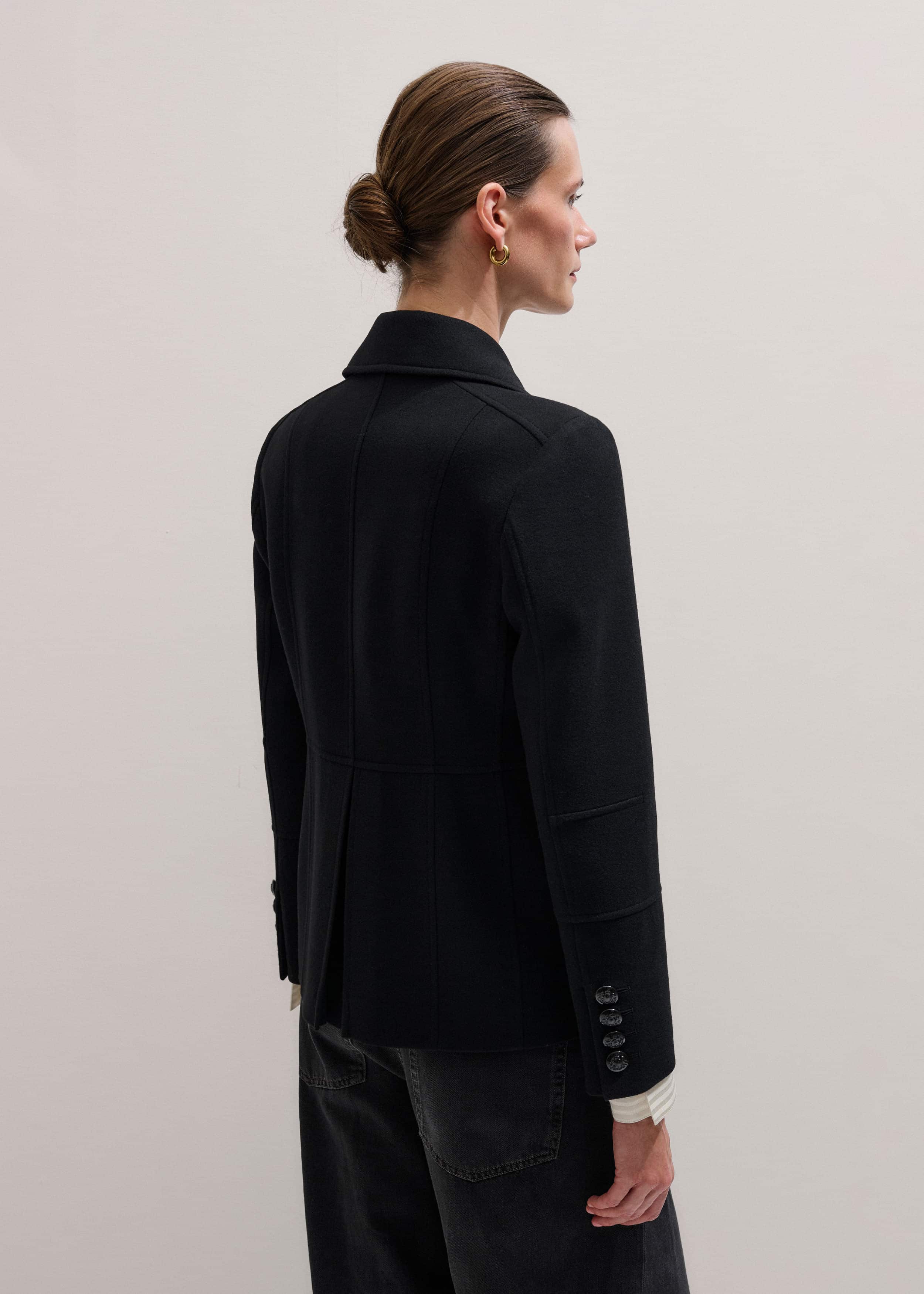 Black Longline Fitted Military Jacket meandem