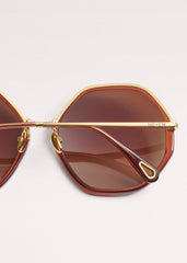 Cinnamon Hetagonal Frame Sunglasses meandem