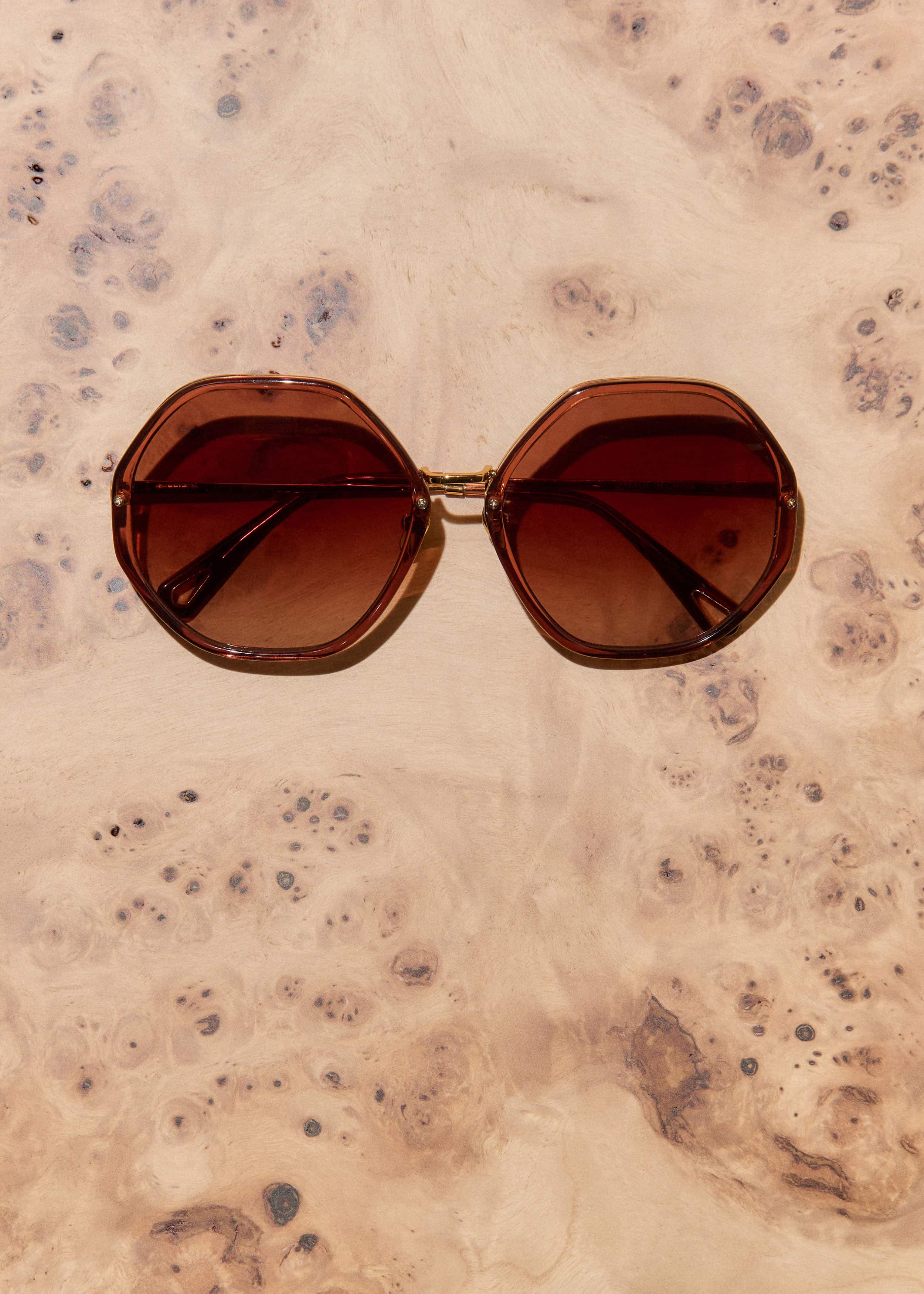 Cinnamon Hetagonal Frame Sunglasses meandem