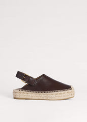 Brown Leather Slingback Espadrille meandem