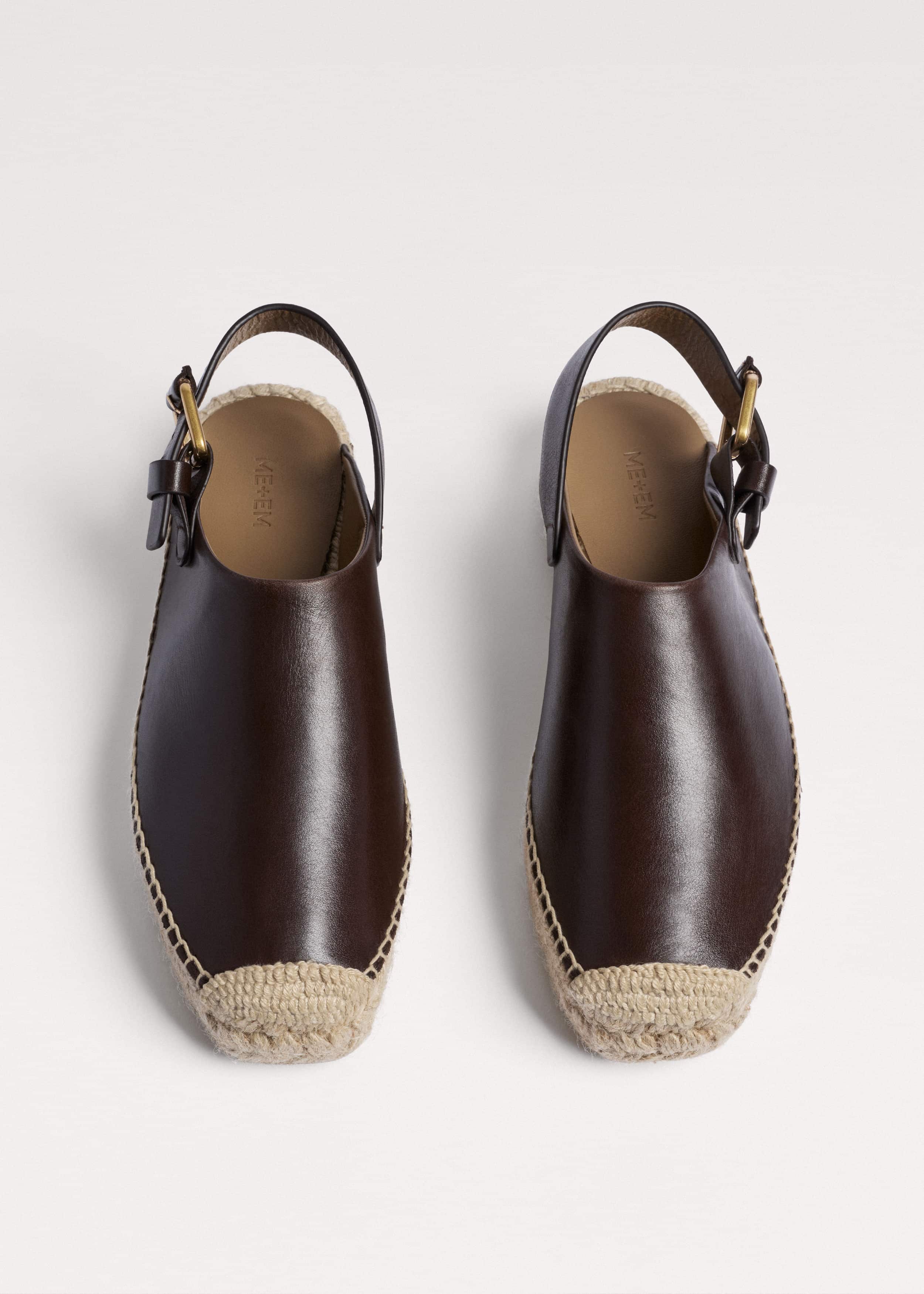 Brown Leather Slingback Espadrille meandem