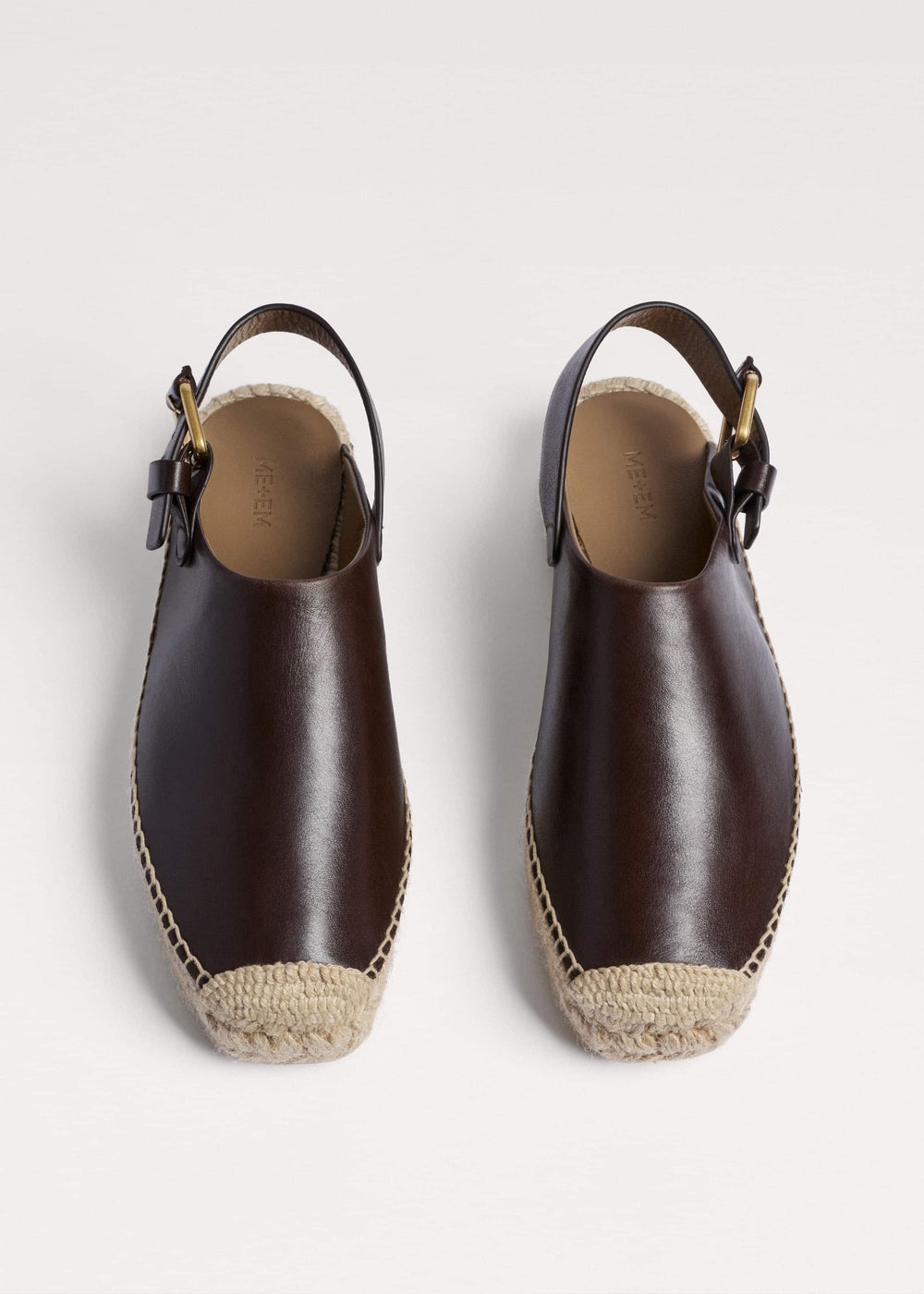 Brown Leather Slingback Espadrille meandem