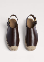 Brown Leather Slingback Espadrille meandem
