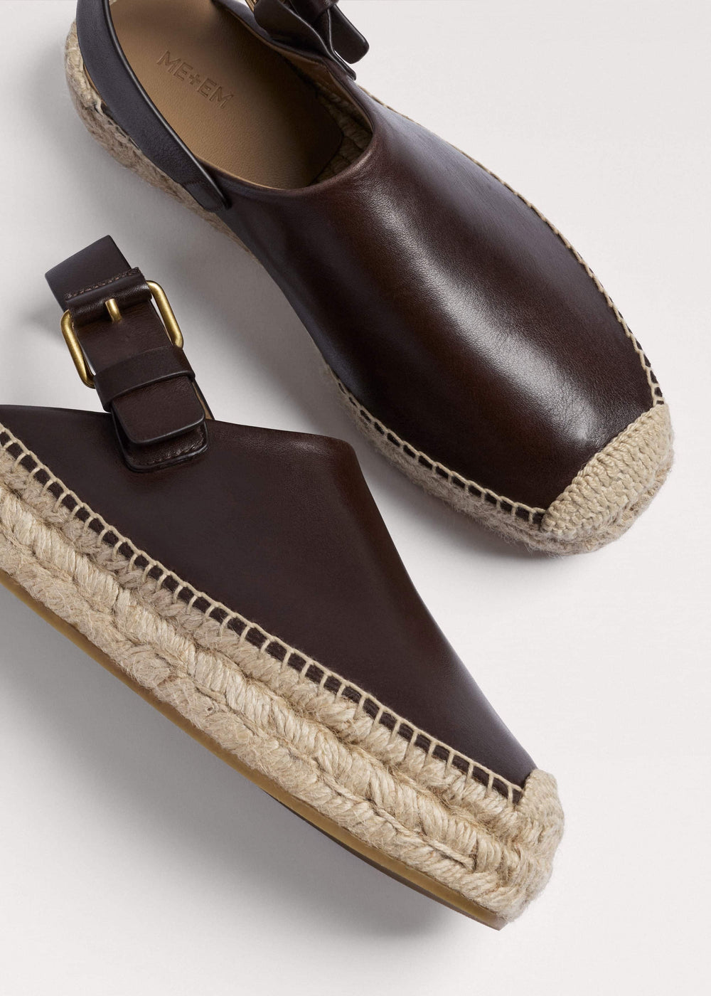 Brown Leather Slingback Espadrille meandem