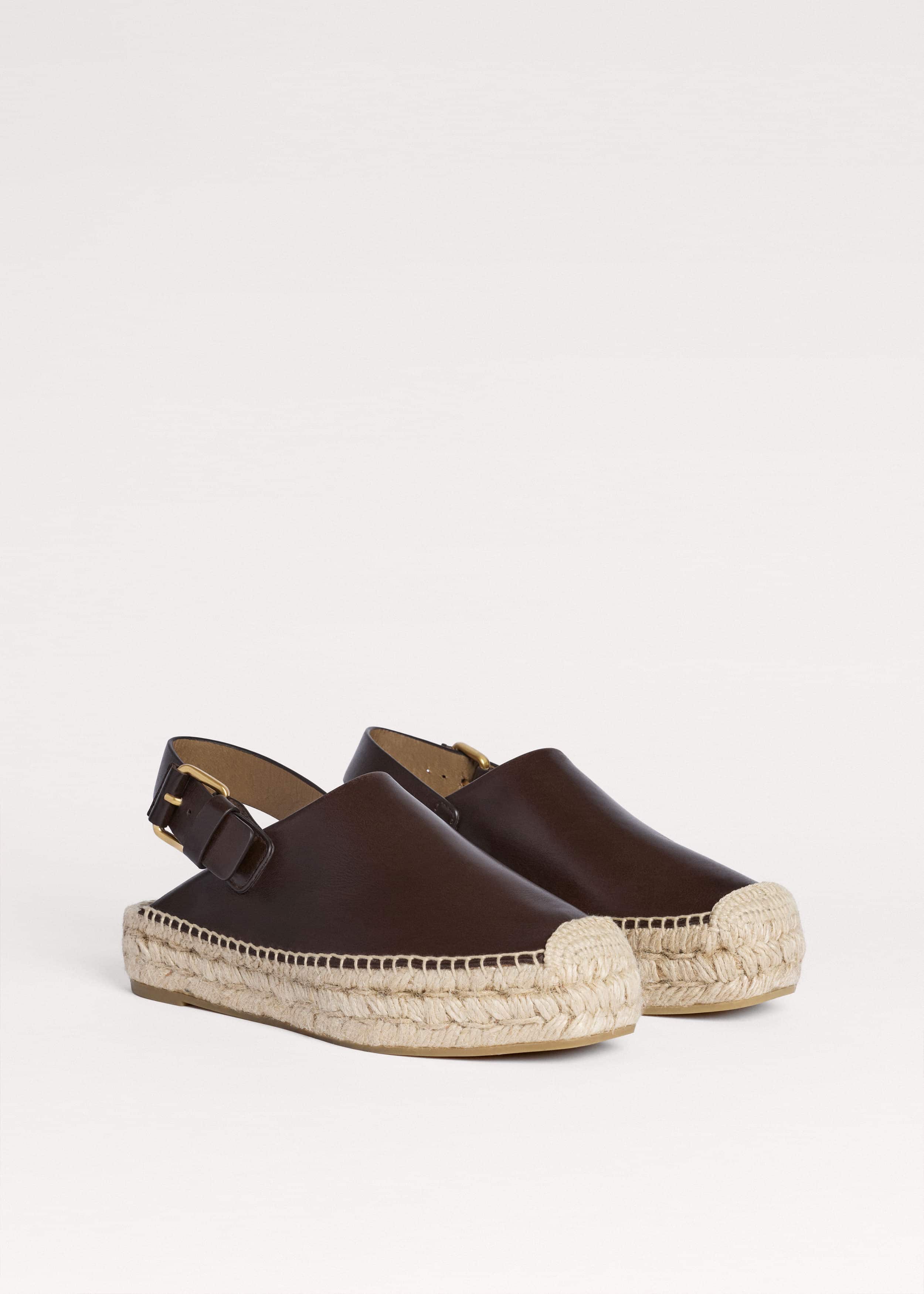 Brown Leather Slingback Espadrille meandem