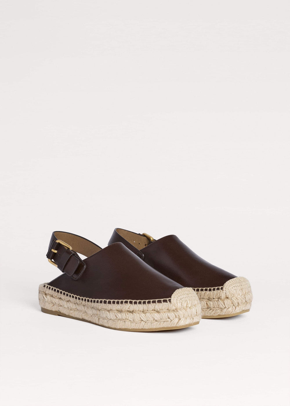 Brown Leather Slingback Espadrille meandem