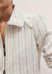 Ivory Stripe Bomber Jacket meandem
