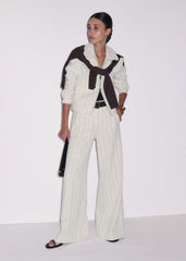 Ivory Stripe Bomber Jacket meandem