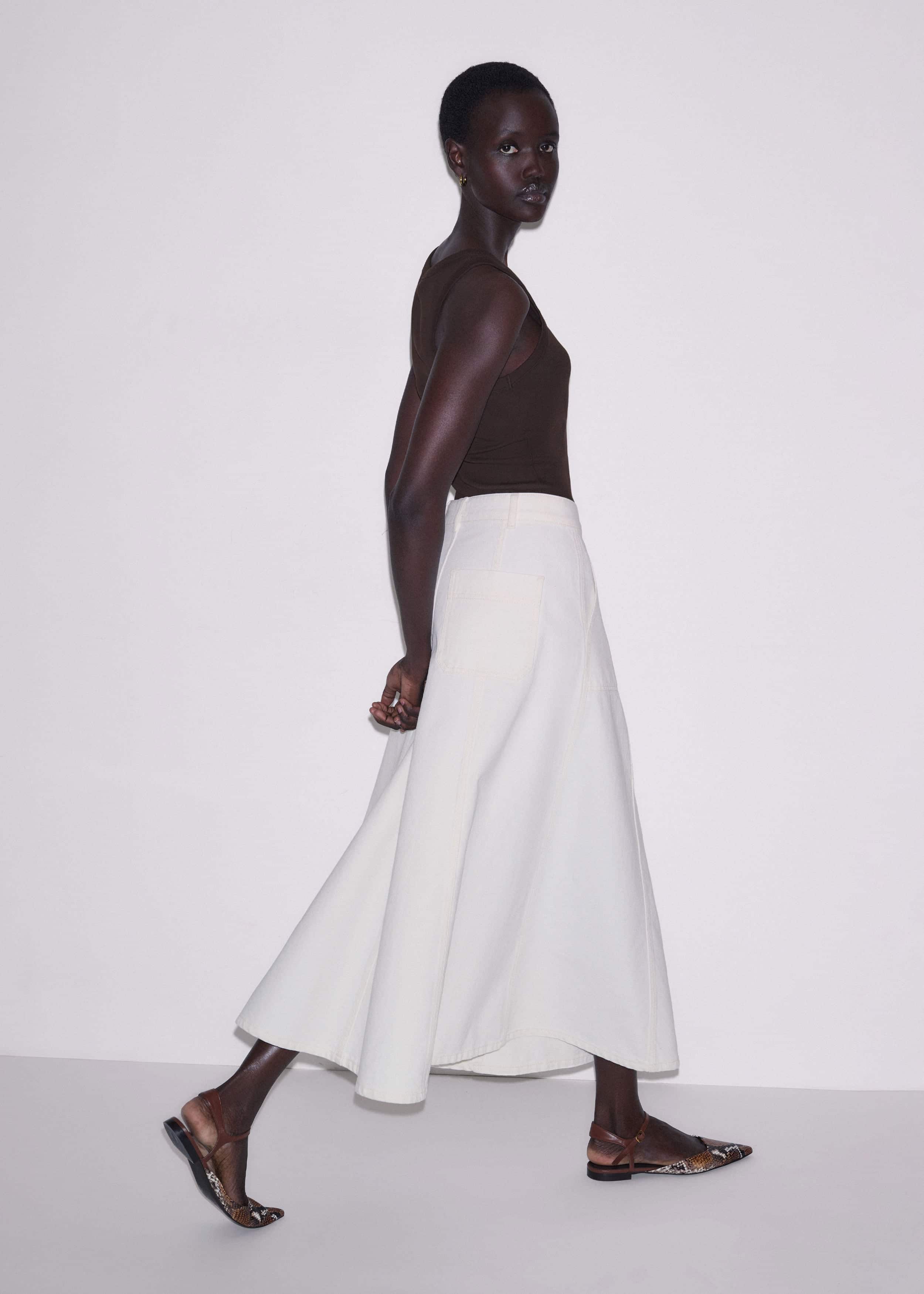 White Panelled A-Line Maxi Skirt meandem
