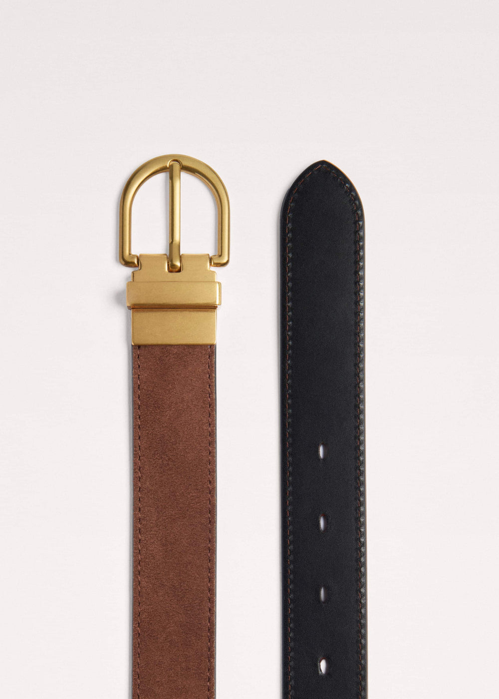 Chestnut Round Buckle Reversible Belt meandem